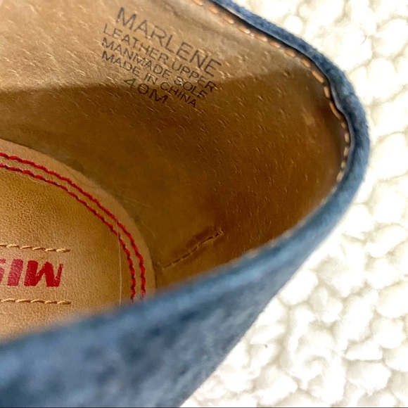 Miss Sixty Marlene Navy Blue Suede Slip On Heeled Oxford Shoes Size 40 - Picture 10 of 11